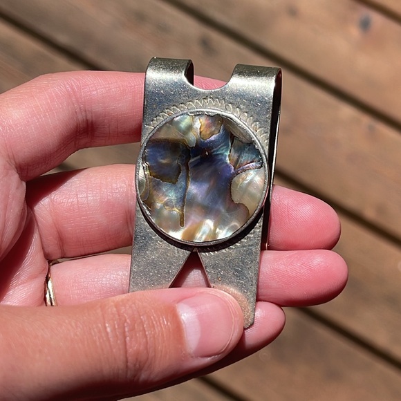 Sterling silver Abalone money clip Mexico vintage - Picture 5 of 12